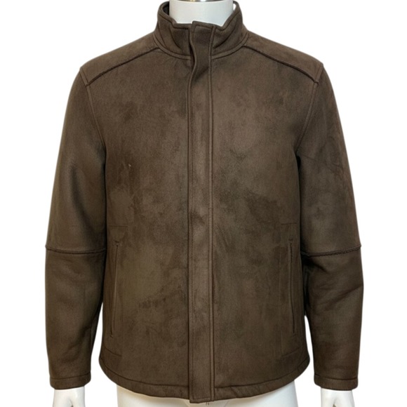 Claiborne Other - Claiborne Outerwear Mens Large Brown Faux Suede Sherpa Lined Jacket Coat Y2K